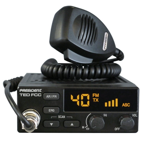 President TED FCC 40-Channel CB Radio for AM/FM Communication with LED Display