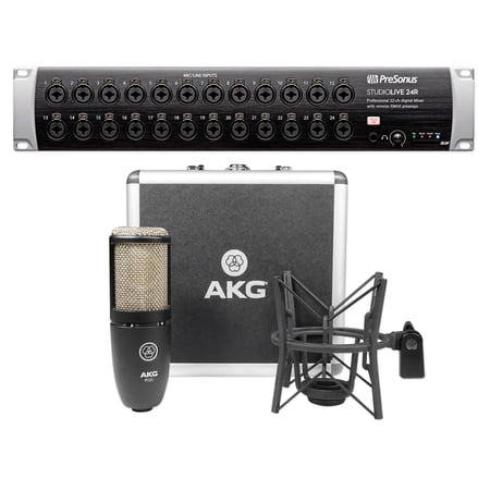 PRESONUS Studiolive 24R 24-Channel Digital Rack Mount Mixer+AKG Mic+Shockmount