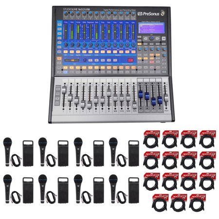 PRESONUS Studiolive SL-1602 USB 16.0.2 Digital Mixer+(15) XLR Cables+(8) Mics