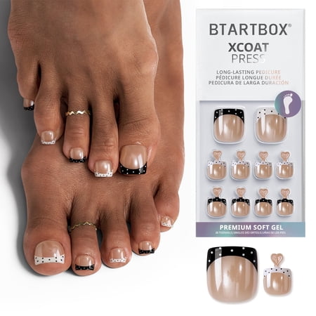BTArtbox Press On Toenails - Kismet Duo, Square, Lamp-Curable,4-Week Wear, Easy-to-Apply, 30 Count All-in-One Kit