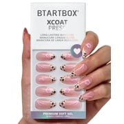 BTArtbox Press On Nails - Wild Bloomery, Medium Almond, Lamp-Curable, 4-Week Wear, Easy-to-Apply, 30 Count All-in-One Kit