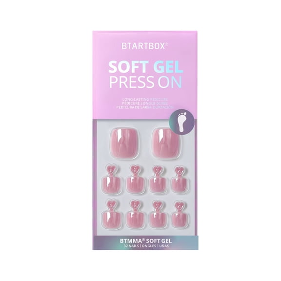 BTArtbox Press On Toenails - Honey Trap, Square, 2-Week Wear, Easy-to-Apply, 30 Count All-in-One Kit