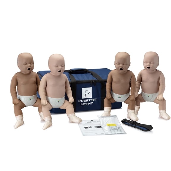 PRESTAN Infant CPR Manikins with Compression Rate Monitors Medium and Dark Skin Tone 4-Pack