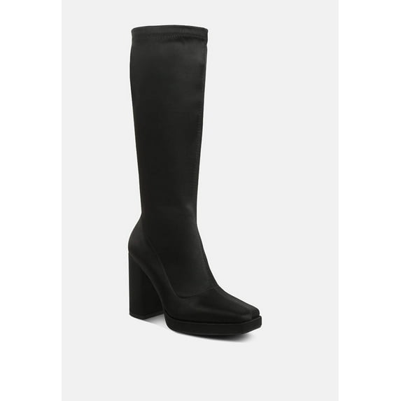PRESTO Black Stretchable Satin Long Boot