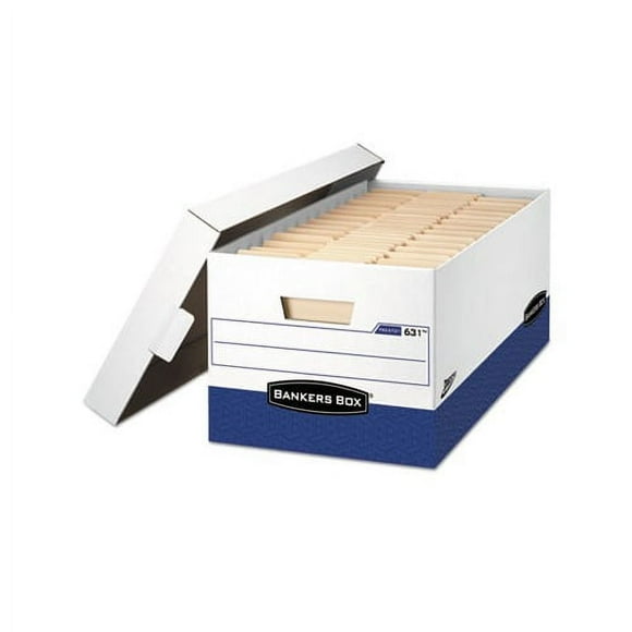 PRESTO Heavy-Duty Storage Boxes Letter Files, 13" x 16.5" x 10.38", White/Blue, 12/Carton