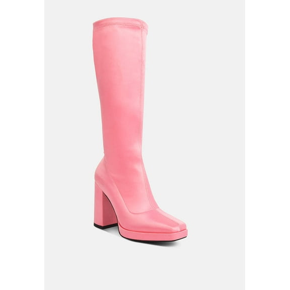 PRESTO Pink Stretchable Satin Long Boot