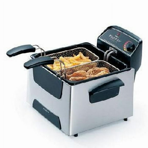 PRESTO ProFry 3 qt 1800W 2-Basket Electric Deep Fryer, Stainless Steel