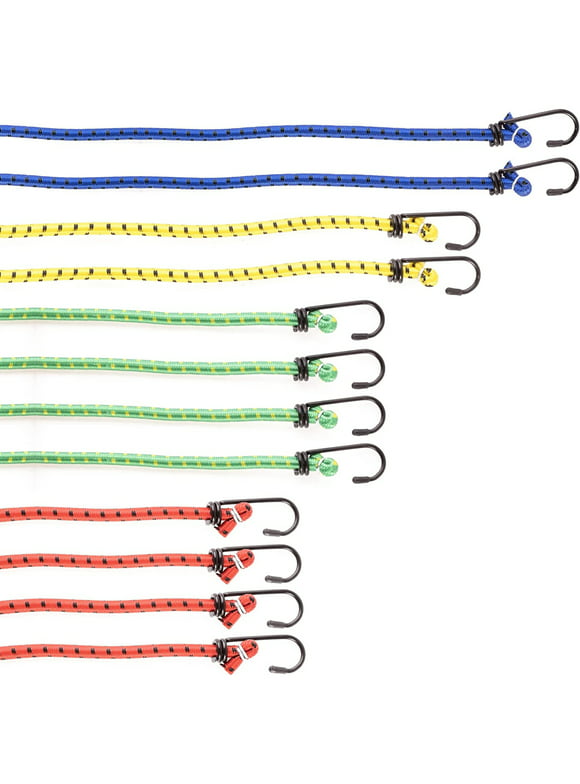 PRETEX Heavy Duty Bungee Cords Elastic Rope Straps with Hooks, Multicolor 12 Pack
