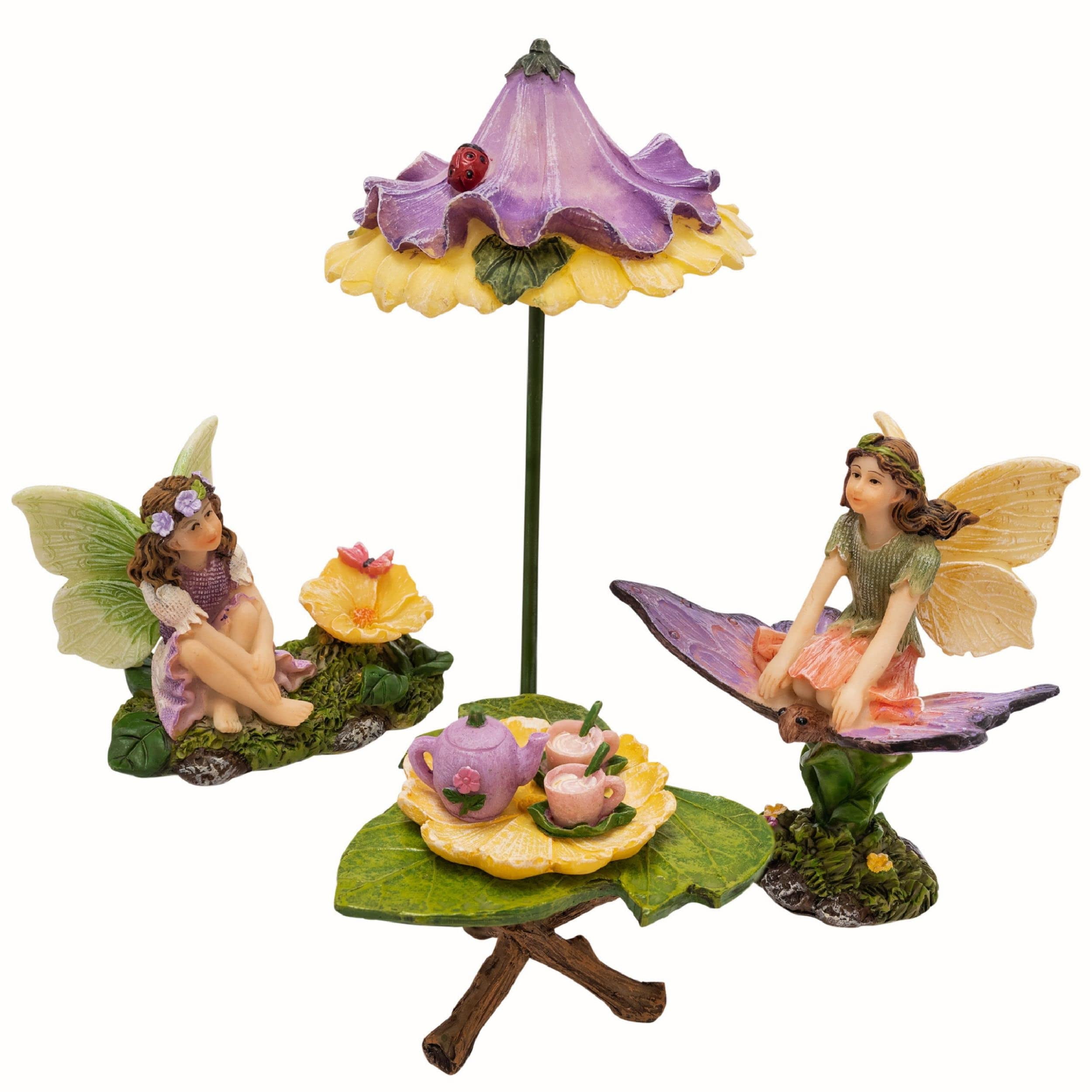 Whimsical Fairy Garden Miniature Set with Tea Party