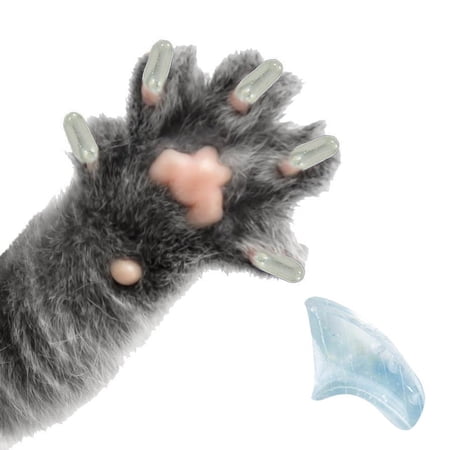 PRETTY CLAWS 40 Piece Soft Nail Caps For Cat Paws - CRYSTAL CLEAR - Small