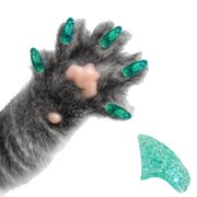 PRETTY CLAWS 40 Piece Soft Nail Caps For Cat Paws - EMERALD GREEN GLITTER - Large