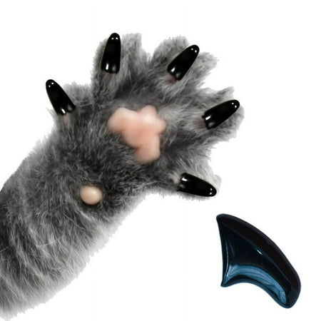 PRETTY CLAWS 40 Piece Soft Nail Caps For Cat Paws - JET BLACK - Medium