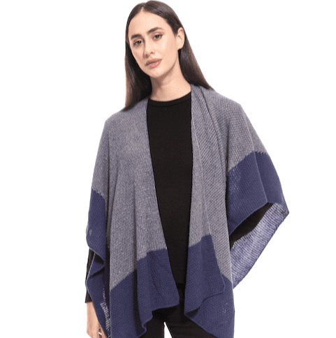 PRETTY PERSUASIONS, Windy Eve Ruana Navy sleeveless outer garment hangs ...