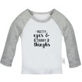 thumbnail image 1 of PRETTY eyes CHUBBY thinghs Funny T shirt For Baby, Newborn Babies T-shirts, Infant Tops, 0-24M Kids Graphic Tees Clothing (Long Gray Raglan T-shirt, 6-12 Months), 1 of 4