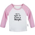 thumbnail image 1 of PRETTY eyes CHUBBY thinghs Funny T shirt For Baby, Newborn Babies T-shirts, Infant Tops, 0-24M Kids Graphic Tees Clothing (Long Pink Raglan T-shirt, 18-24 Months), 1 of 4