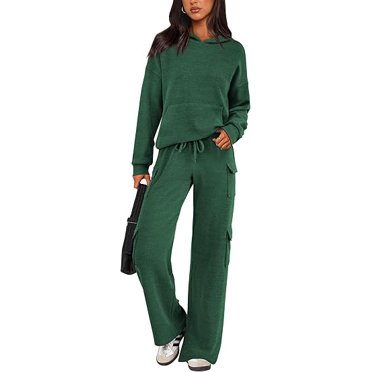 PRETTYGARDEN Women's 2 Piece Lounge Set - Hoodie & Cargo Sweatpants Matching Outfit, Comfy Fall Winter Tracksuit