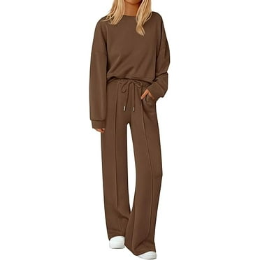 PRETTYGARDEN 2 Piece Sets For Women Fall Trendy Long Sleeve Sweatshirt Wide Leg Pants Loungewear Set Matching Sweatsuit