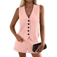 thumbnail image 1 of PRETTYGARDEN 2 Piece Sets for Women Spring Fashion Button Vest Tops High Waist Shorts Summer Business Casual Outfits, 1 of 10