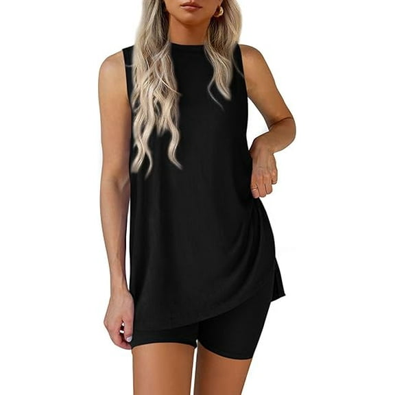 PRETTYGARDEN 2 Piece Sets for Women Summer Matching Lounge Shorts Set Resort Airport Travel Loungewear Outfits Clothing