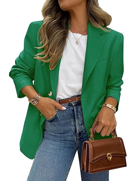 Women's Fall Blazers Button Down Fitted Lightweight Dressy Work Suit Jackets Trendy Business Casual Outfits