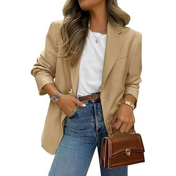 PRETTYGARDEN Blazers for Women Business Casual Long Sleeve Lapel Open Front Suit Jacket Work Blazer with Pockets