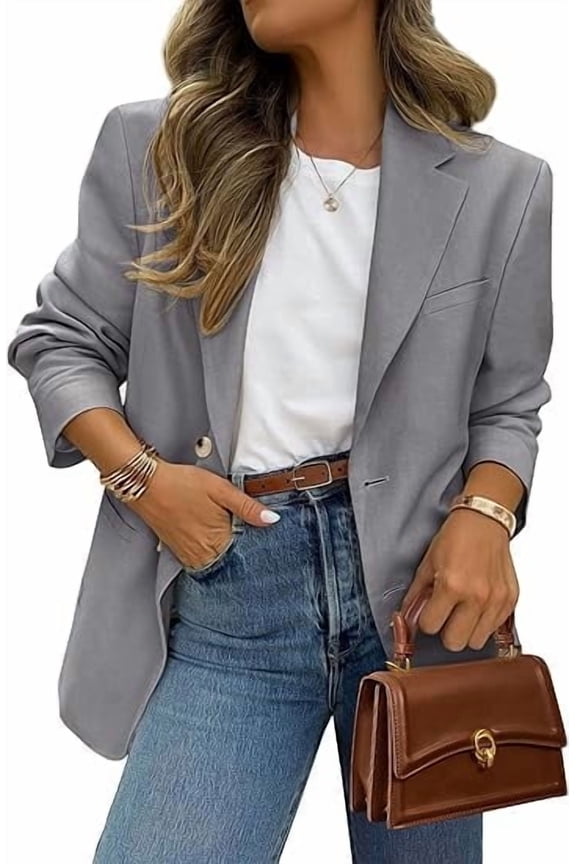 Blazers for Women Business Casual Long Sleeve Lapel Open Front Suit Jacket Work Blazer with Pockets