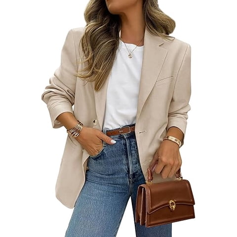 Women's Fall Blazers Button Down Fitted Lightweight Dressy Work Suit Jackets Trendy Business Casual Outfits