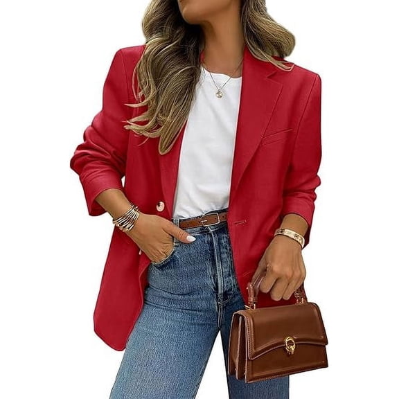 PRETTYGARDEN Women's Fall Blazers Button Down Fitted Lightweight Dressy Work Suit Jackets Trendy Business Casual Outfits