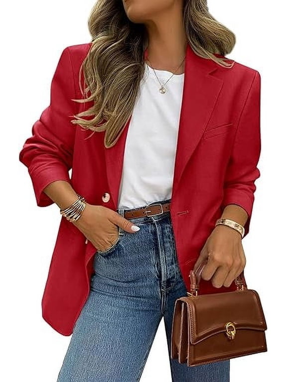 Women's Fall Blazers Button Down Fitted Lightweight Dressy Work Suit Jackets Trendy Business Casual Outfits