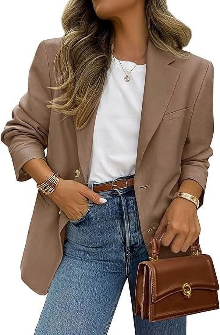 PRETTYGARDEN Women's Fall Blazers Button Down Fitted Lightweight Dressy Work Suit Jackets Trendy Business Casual Outfits