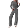 thumbnail image 1 of PRETTYGARDEN Women 2 Piece Striped Lounge Sets Soft Cozy Knit, Matching Airport Travel Outfits, Long Sleeve Shirts, Wide Leg Pants Pockets, Fall Winter Comfy Casual Clothes, 1 of 8