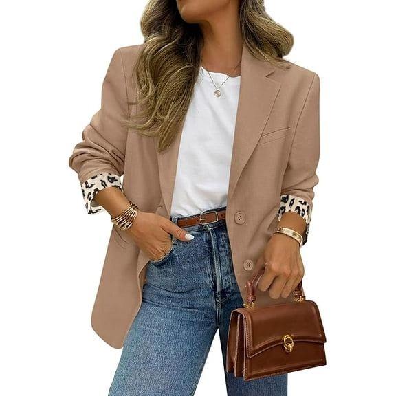 PRETTYGARDEN Blazers for Women Fall Work Office Suit Jackets Dressy Open Front Leopard Blazer Business Casual Outfits