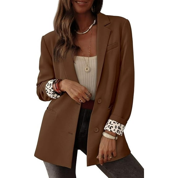 PRETTYGARDEN Blazers for Women Fall Work Office Suit Jackets Dressy Open Front Leopard Blazer Business Casual Outfits