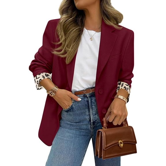 PRETTYGARDEN Blazers for Women Fall Work Office Suit Jackets Dressy Open Front Leopard Blazer Business Casual Outfits