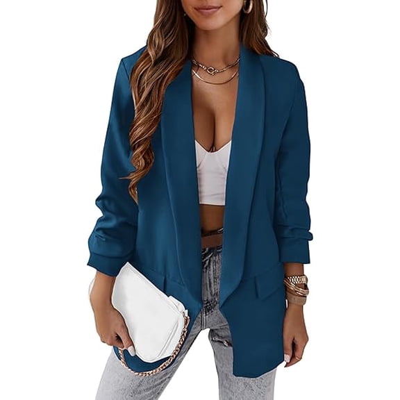 PRETTYGARDEN Blazers for Women Oversized Business Casual Fall Fashion Long Sleeve Open Front Work Office Suit Jackets