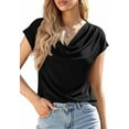 thumbnail image 1 of PRETTYGARDEN Blouses for Women Dressy Casual Summer Cowl Neck Short Sleeve Tops Spring Work Office Teacher Shirts, 1 of 10
