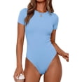 thumbnail image 1 of PRETTYGARDEN Body Suits for Womens Summer Tops Casual Short Sleeve Ribbed Fitted Basic Tee Shirts Spring Fashion Clothes, 1 of 9