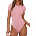 thumbnail image 1 of PRETTYGARDEN Body Suits for Womens Summer Tops Casual Short Sleeve Ribbed Fitted Basic Tee Shirts Spring Fashion Clothes, 1 of 9