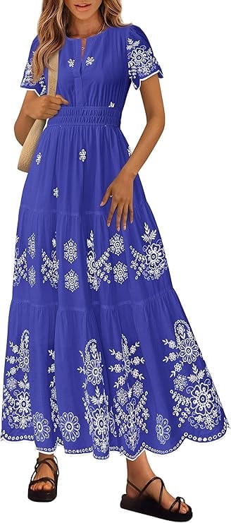 PRETTYGARDEN Boho Dresses for Women Summer Spring Casual Floral Short ...