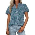 thumbnail image 1 of PRETTYGARDEN Boho Short Sleeve Floral Work Blouses for Women Dressy Casual V Neck Puff Sleeve Loose Chiffon Flowy Tops Shirts, 1 of 7