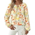 thumbnail image 1 of PRETTYGARDEN Boho Tops for Women Going Out Floral Long Sleeve Shirts Dressy Casual Work Blouses Drawstring Fall Outfits, 1 of 8