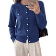 thumbnail image 1 of PRETTYGARDEN Cardigan Sweaters for Women Scalloped Button Up Fall Outfits Soft Knit Long Sleeve Knit Tops,Crew Neck,Business Casual Outfits,Office Work Lightweight Sweater,Layers Clothes, 1 of 9
