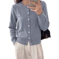 thumbnail image 1 of PRETTYGARDEN Cardigan Sweaters for Women Scalloped Button Up Fall Outfits Soft Knit Long Sleeve Knit Tops,Crew Neck,Business Casual Outfits,Office Work Lightweight Sweater,Layers Clothes, 1 of 9