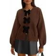 thumbnail image 1 of PRETTYGARDEN Cardigan Sweaters for Women Fall Bow Tie Front Long Sleeve Knit Sweater Tops Cute Going Out Outfits, 1 of 9