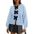 thumbnail image 1 of PRETTYGARDEN Cardigan Sweaters for Women Fall Bow Tie Front Long Sleeve Knit Sweater Tops Cute Going Out Outfits, 1 of 9