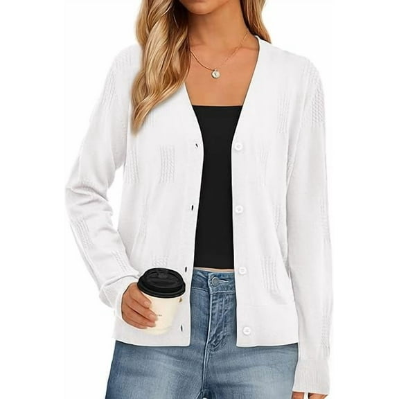 PRETTYGARDEN Cardigan Sweaters for Women Lightweight Knit Button Up V Neck Shrugs Trendy Fall Fashion Clothes