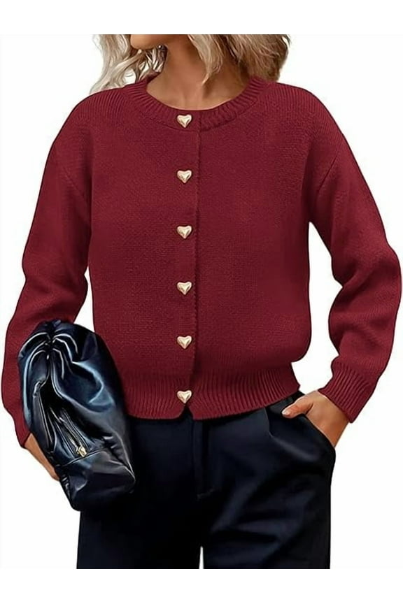 Cardigan Sweaters for Women Long Sleeve Open Front Button Down Trendy Fall Fashion Knit Winter Coats