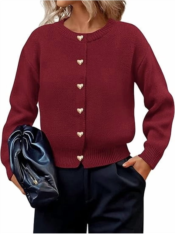 Cardigan Sweaters for Women Long Sleeve Open Front Button Down Trendy Fall Fashion Knit Winter Coats