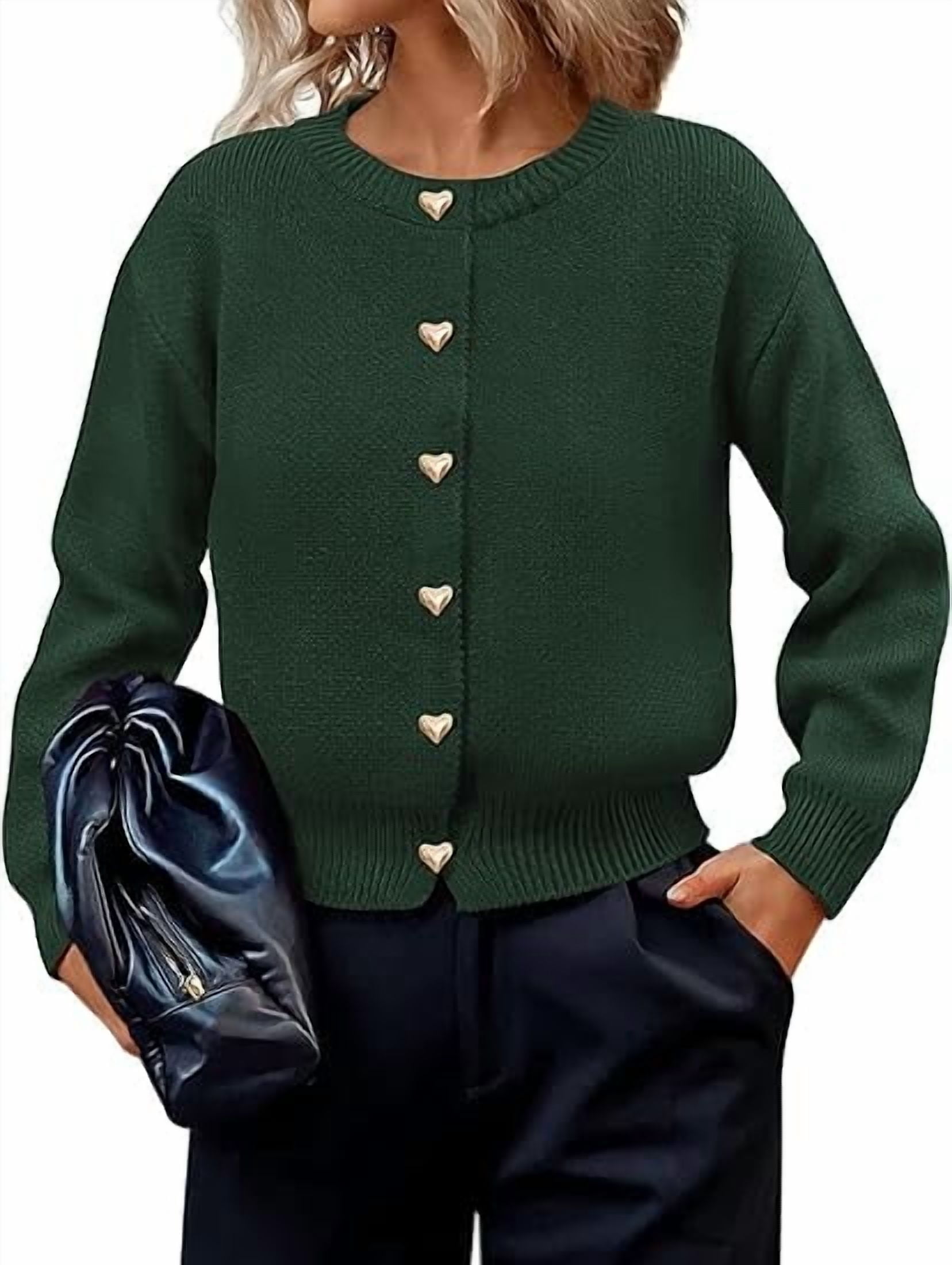 Cardigan Sweaters for Women Long Sleeve Open Front Button Down Trendy Fall Fashion Knit Winter Coats