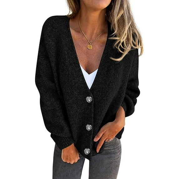 PRETTYGARDEN Cardigan Sweaters for Women Trendy Fall Long Sleeve Button Down Oversized Chunky Knit Sweater Outerwear